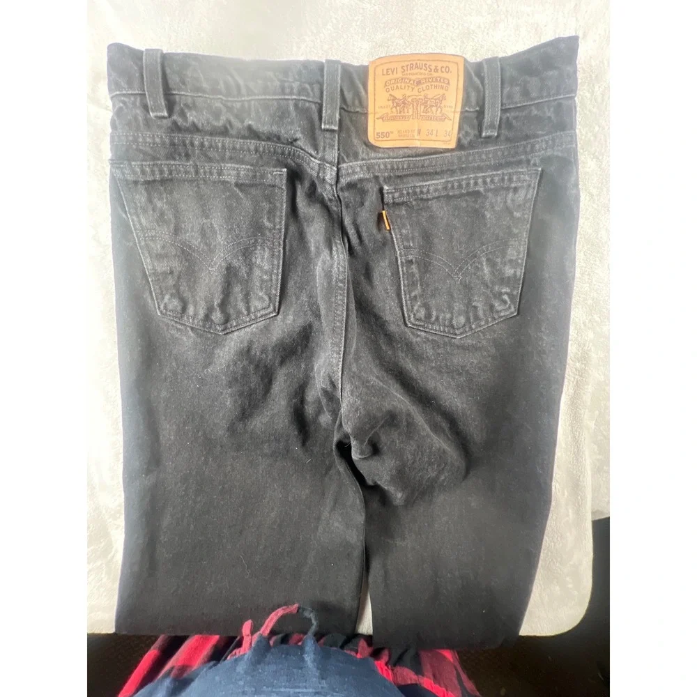 Vintage Levis 550 Orange Tab Black Relaxed Fit Tapered Leg Jeans Mens 34x34 0896